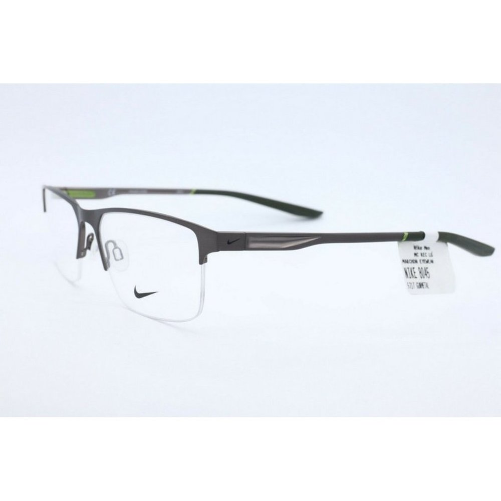 New Nike 8045 076 Rectangle Gunmetal Eyeglasses Demo Lenses 57mm